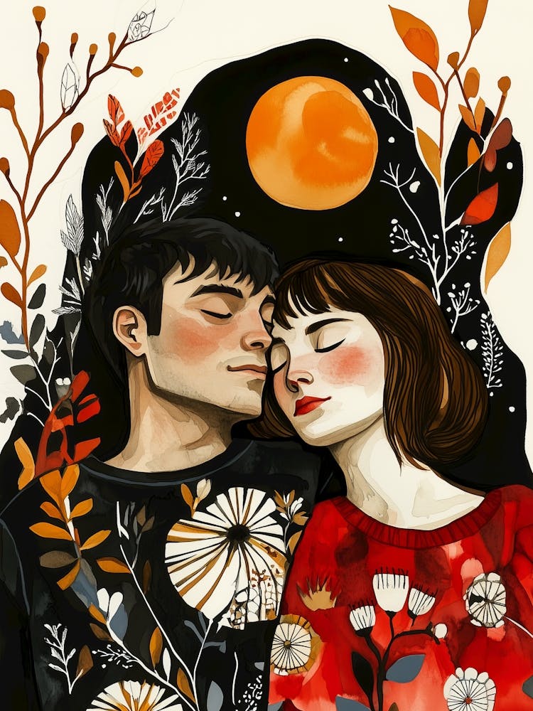 Couple Kissing In The Moonlight