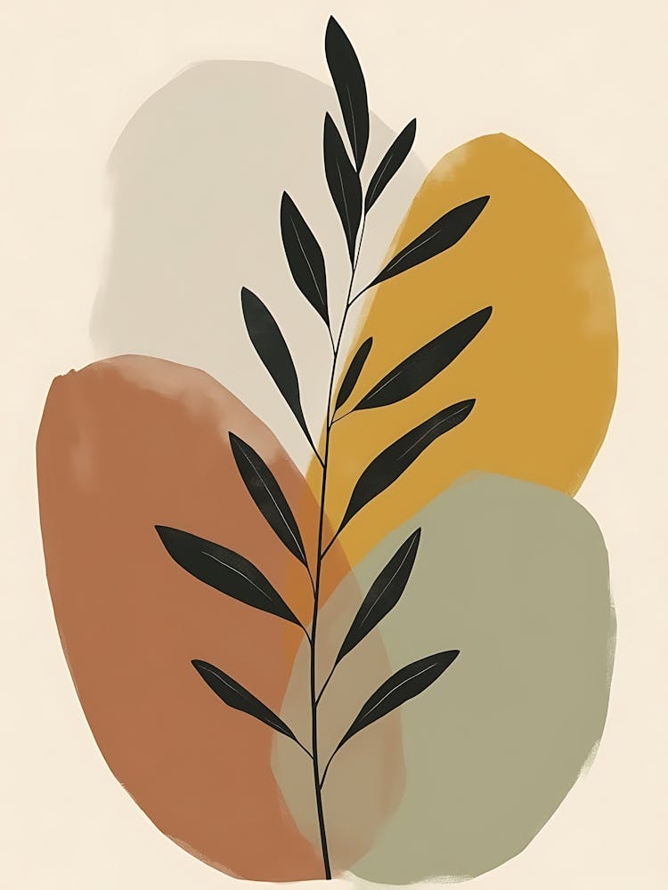 Pastel Leaf Silhouettes with Calm Neutral Palette