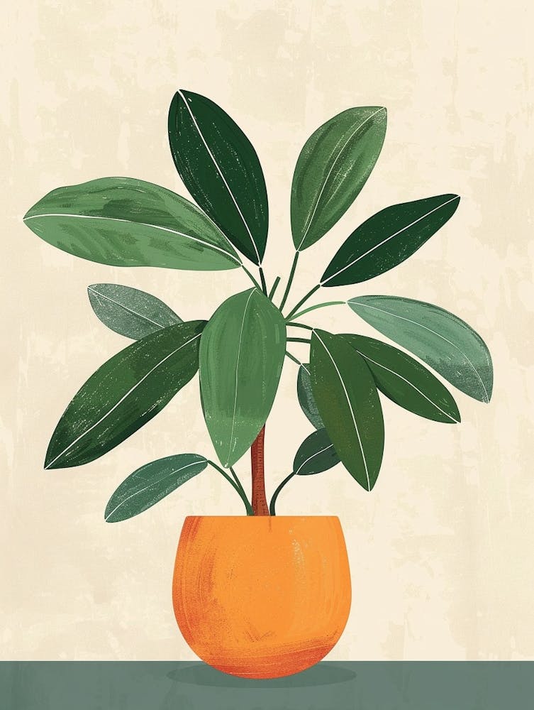 Money Tree Plant Minimalist Illustration 1