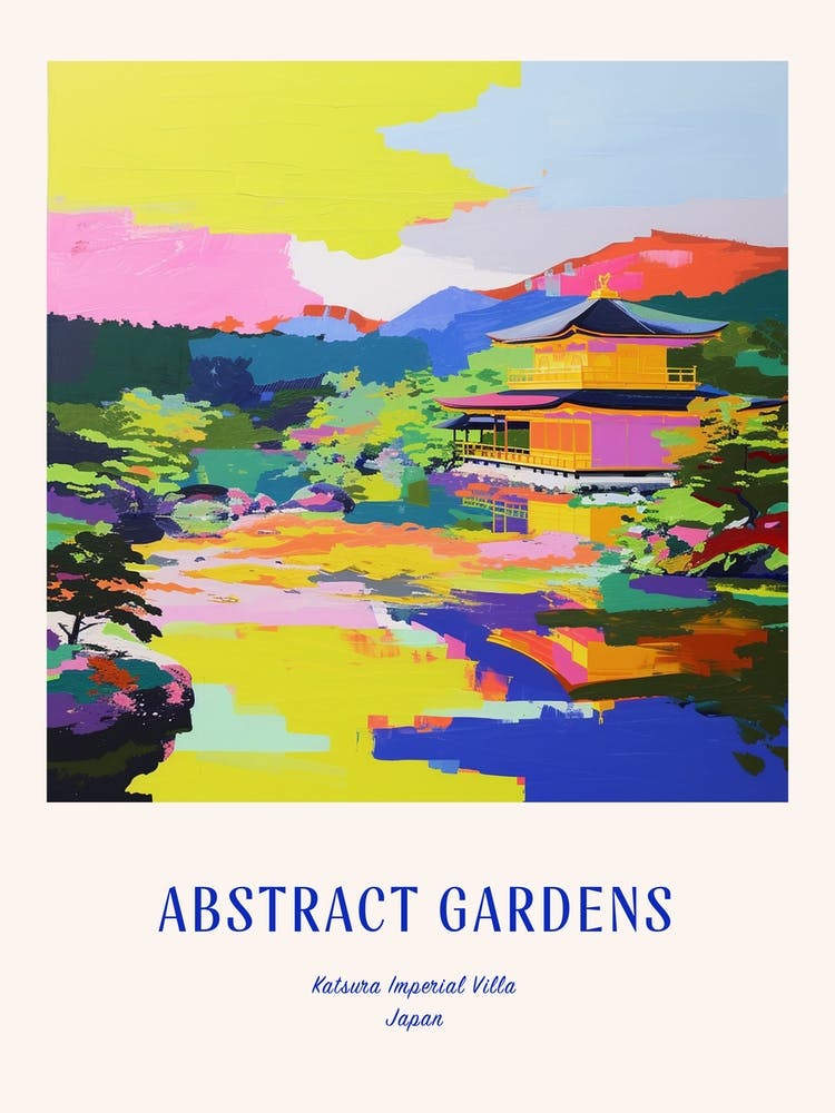 Colourful Gardens Katsura Imperial Villa Japan 1 Blue Poster