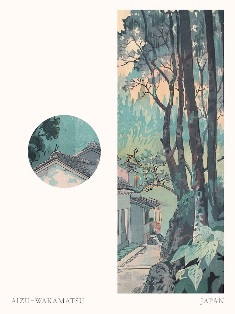 Aizu Wakamatsu Japan 3 Cut Out Travel Poster