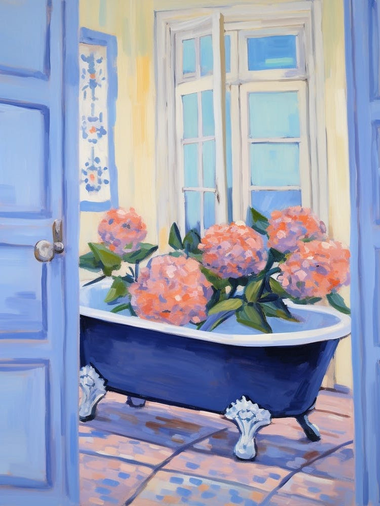 A Bathtube Full Hydrangea In A Bathroom 2