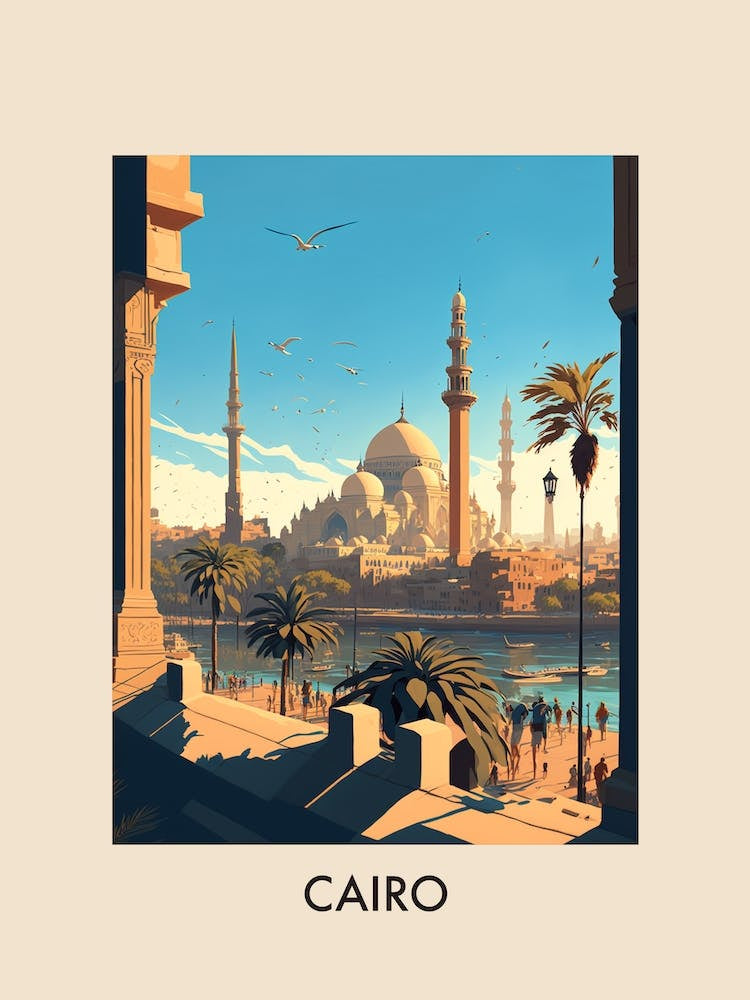 Cairo Egypt 2 Vintage Travel Poster