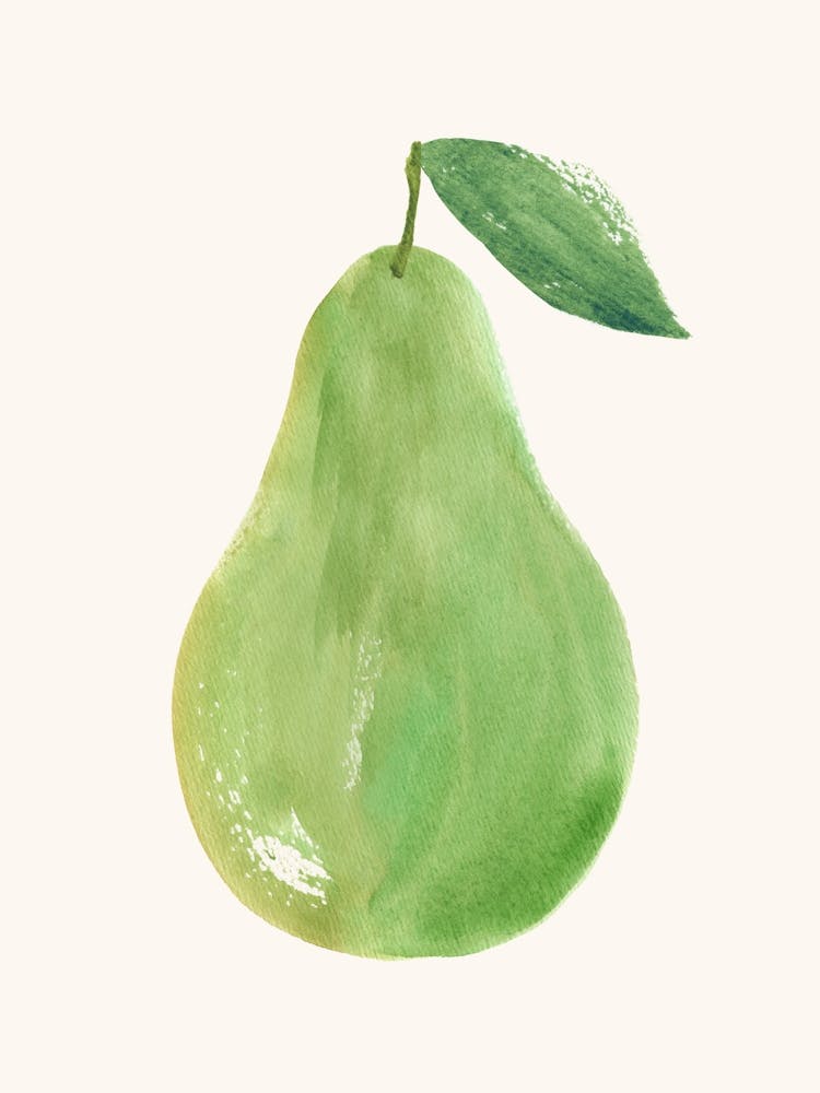Grüne Birne Obst Aquarellmalerei Minimalistischer Küchendruck