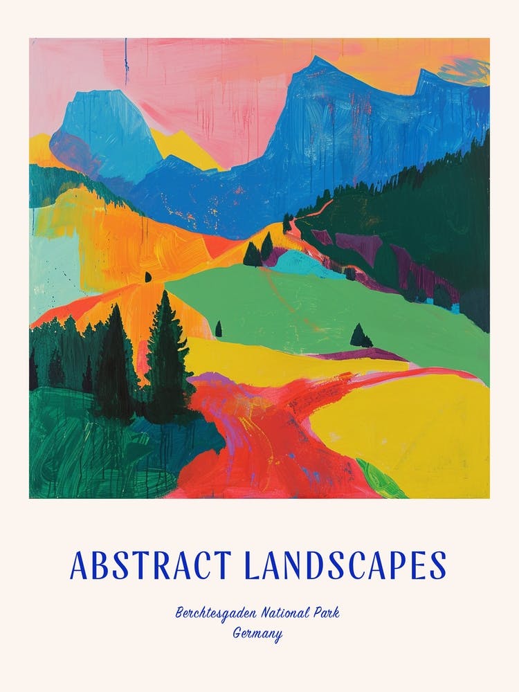 Colourful Abstract Berchtesgaden National Park Germany 5 Poster Blue
