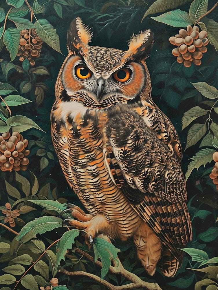 Spectacled Owl Relief Illustration 1