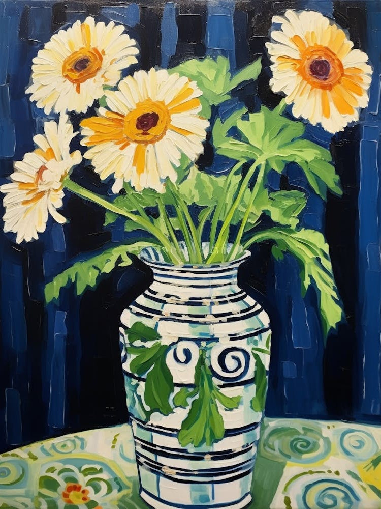 Flowers In A Vase Still Life Painting Daisy 1