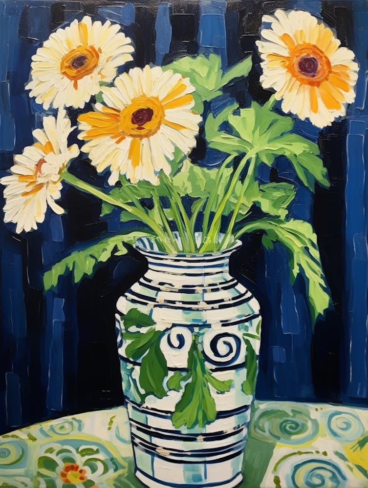 Flowers In A Vase Still Life Painting Daisy 1