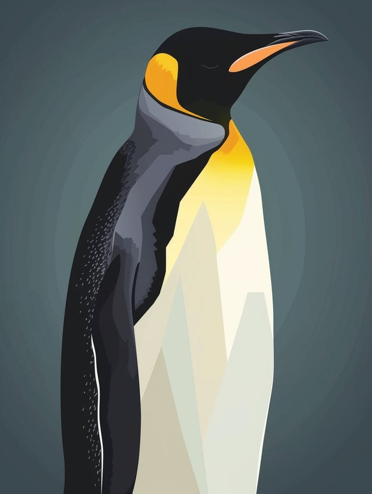 Emperor Penguin Robben Island Minimalist Illustration 3