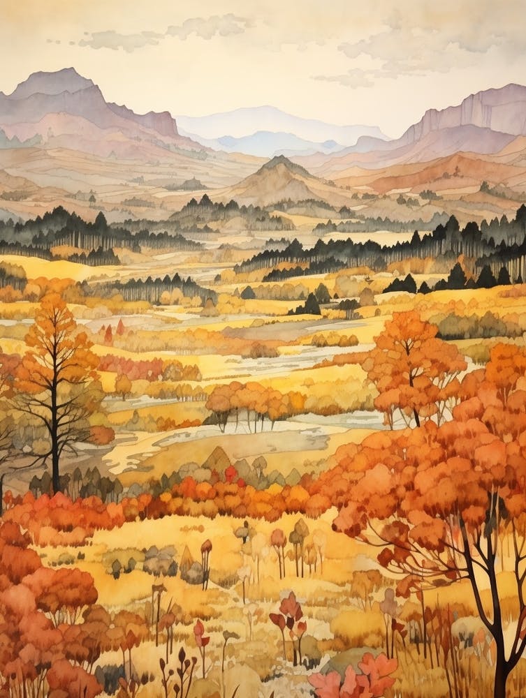 Autumn National Park Painting Yosemite National Park California Usa 1