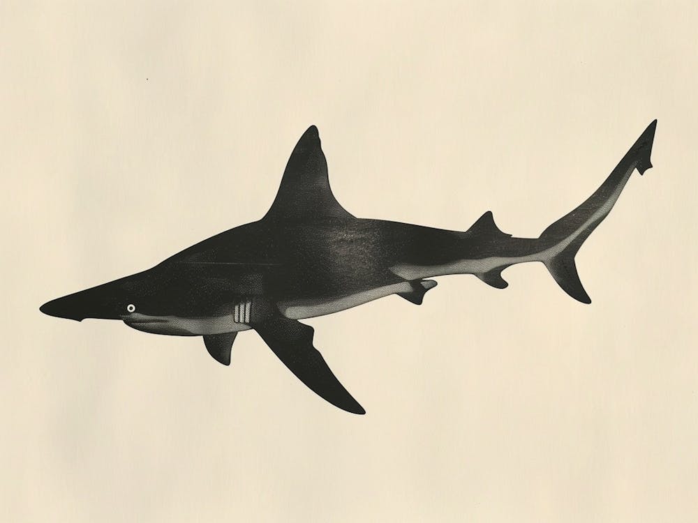 Scalloped Hammerhead Shark Grey Silhouette 2
