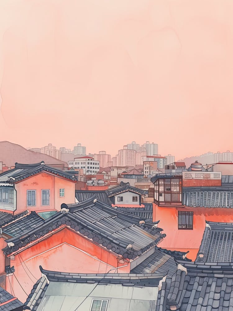 Seoul Rooftops Morning Skyline 1