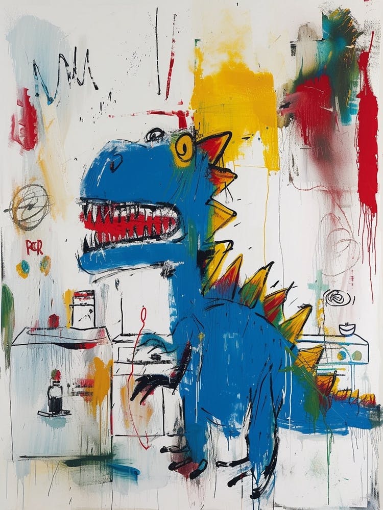 Abstract Graffiti Dinosaur In The Kitchen 4