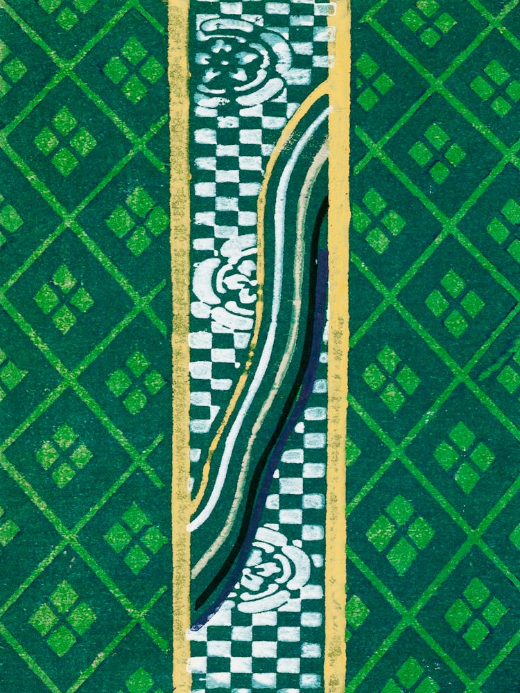 Estampe sur bois Ukiyo-e Vintage de Textile Japonais, Shima Shima, Furuya Korin (238)