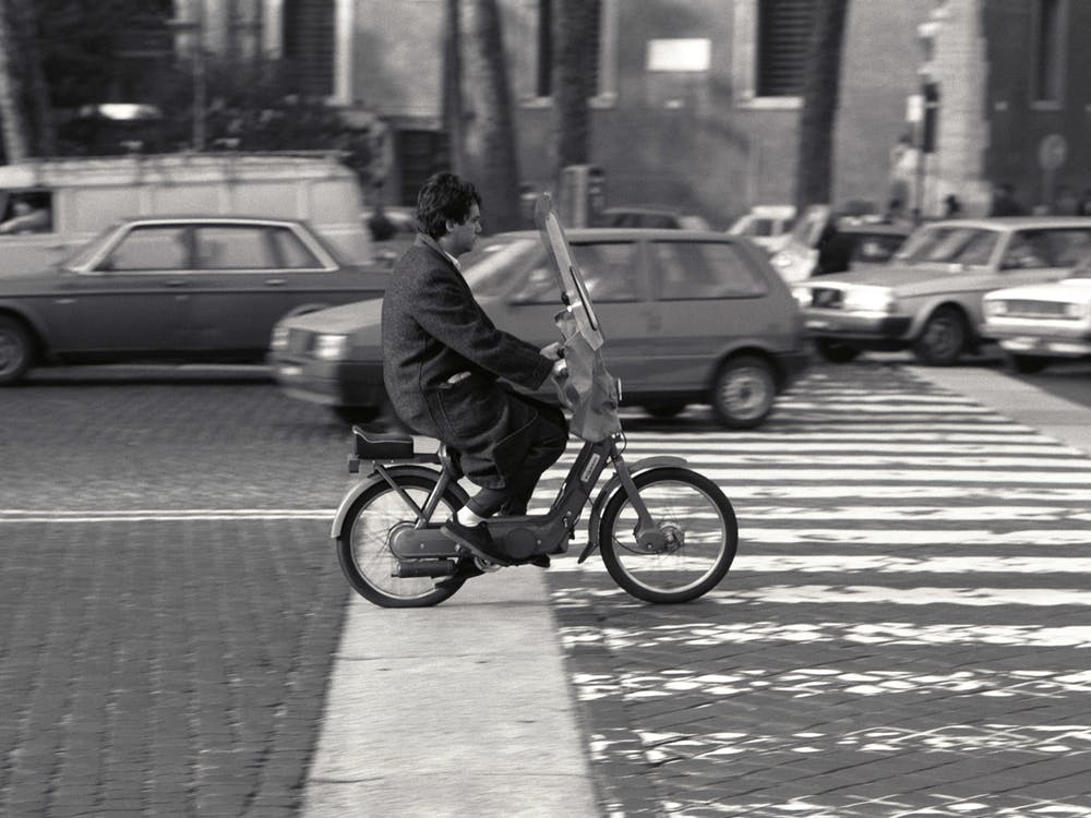 Italian Riding Piaggio Moped Rome Italy