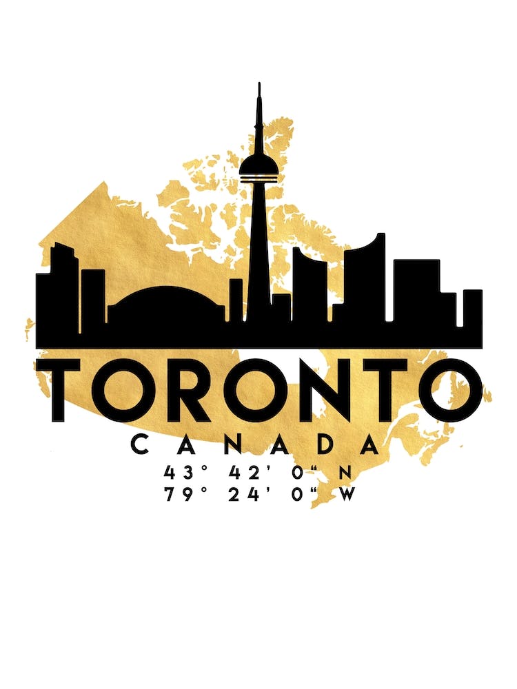 Toronto Kanada Skyline Silhouette Karte