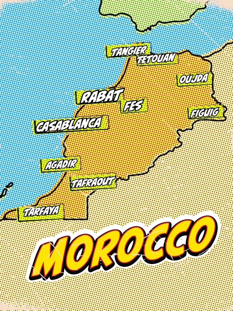 Pop art Morocco Map