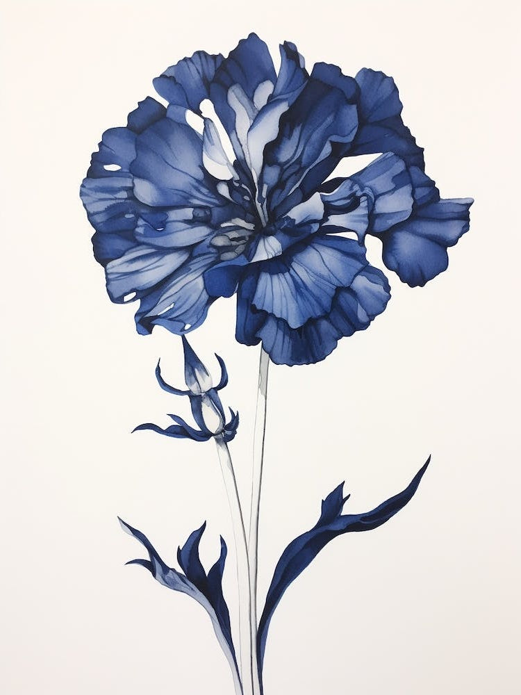 Blue Botanical Carnation 2