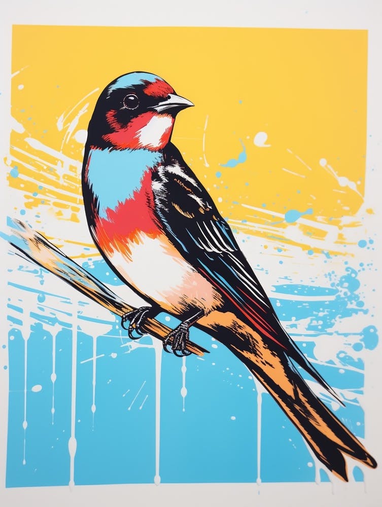 Andy Warhol Style Bird Barn Swallow 1