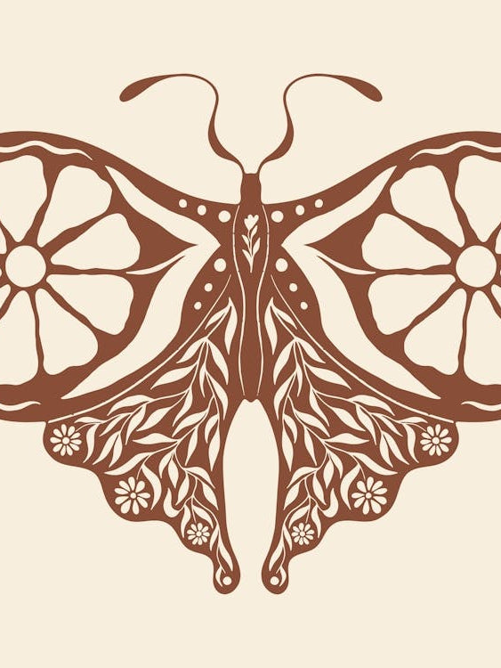 Folk Art Moth 05 - Red Brown