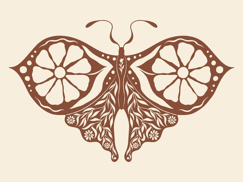 Folk Art Moth 05 - Red Brown
