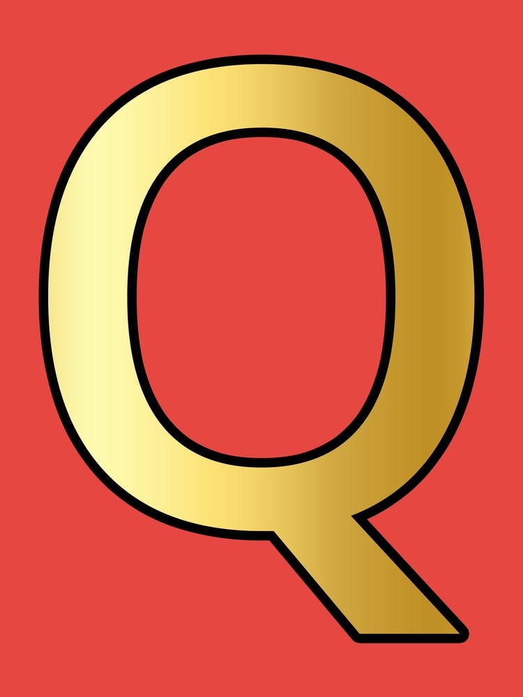 Letter Q Gold Alphabet Pink