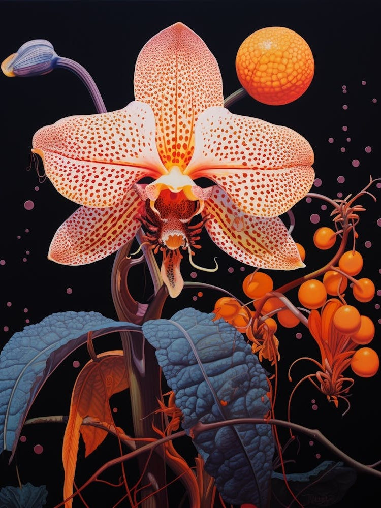 Surreal Florals Monkey Orchid 3 Flower Painting