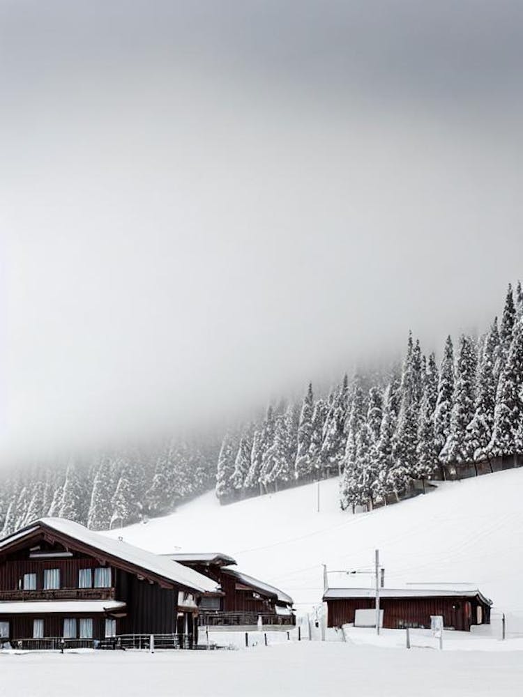 Zao Onsen, Japan Black And White Skiing Poster