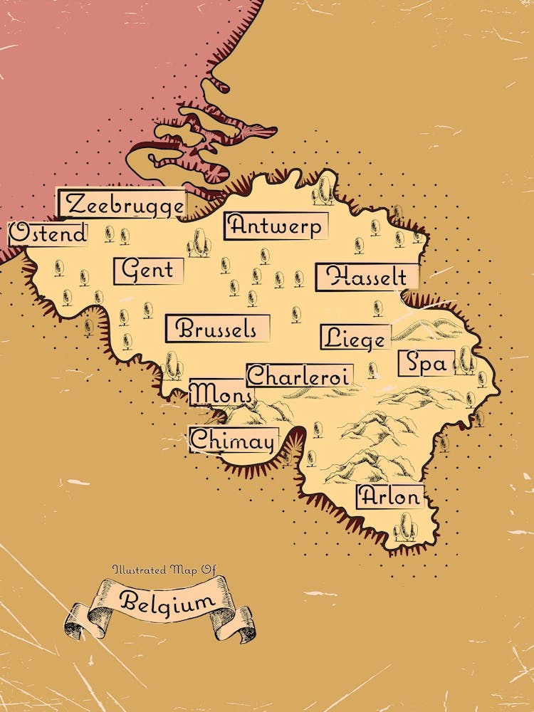 Belgium Vintage Travel Map