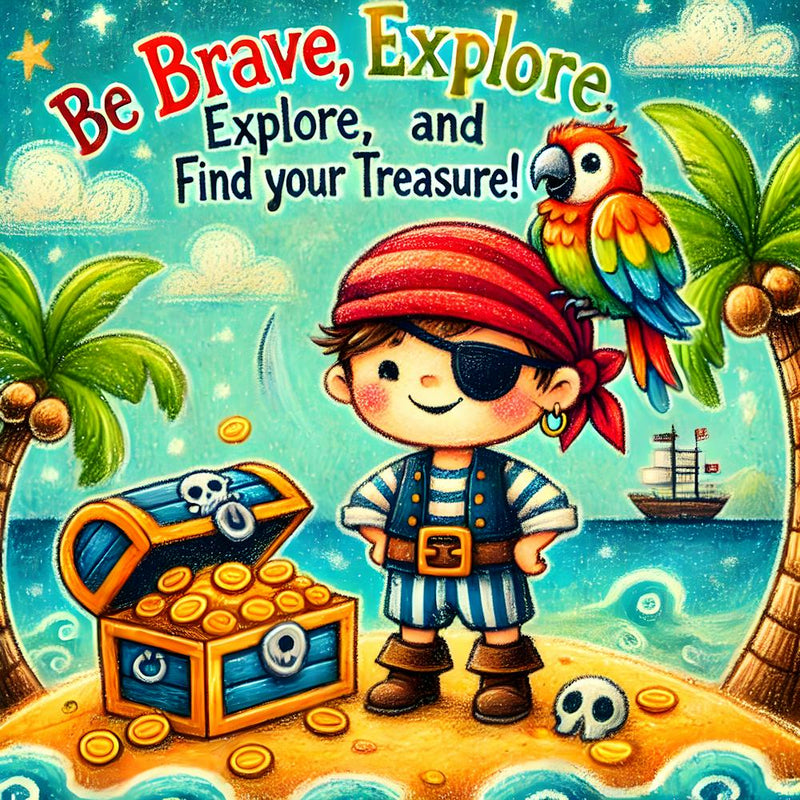 Brave Little Pirate Art Kids Motivational Poster Adventure Wall Decor