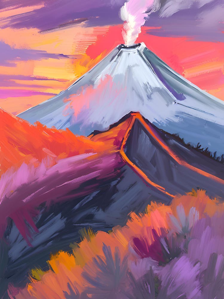 Volcano At Sunset