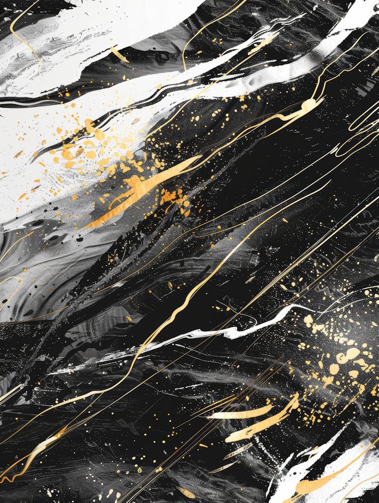 Abstract Black And Gold Marble Painting