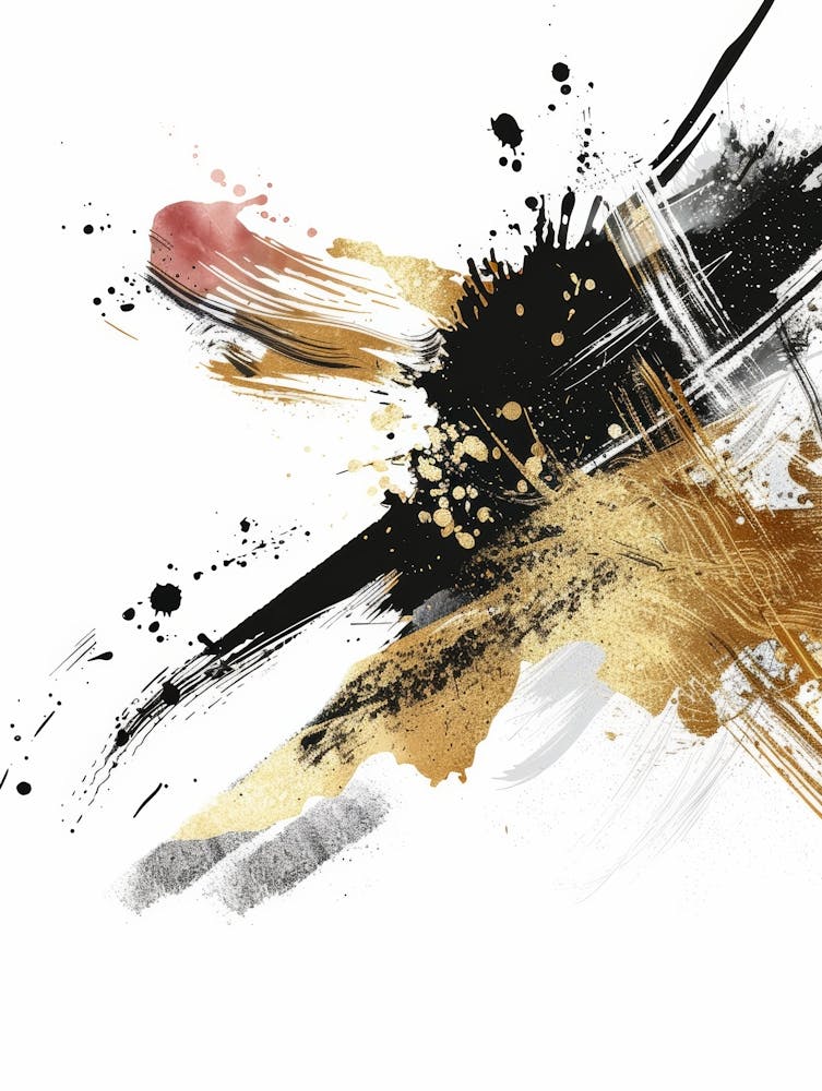 Abstract With Gold And Black Paint