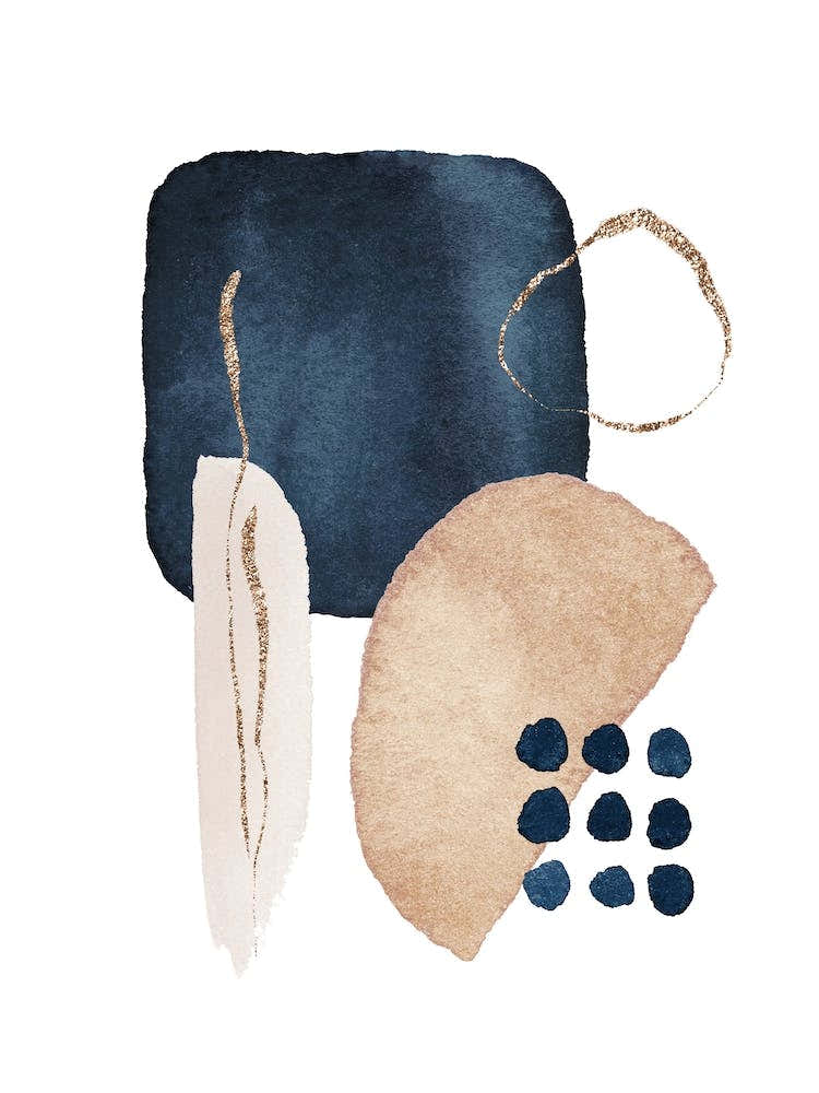 Watercolor Shapes In Navy 4