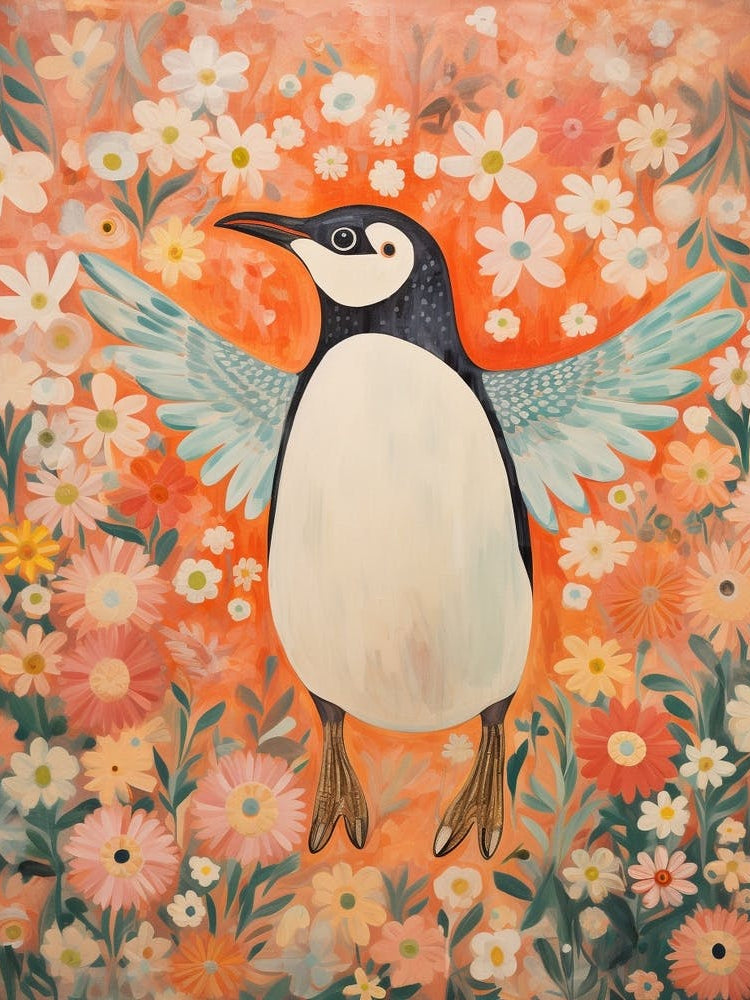 Penguin 3 Detailed Bird Painting