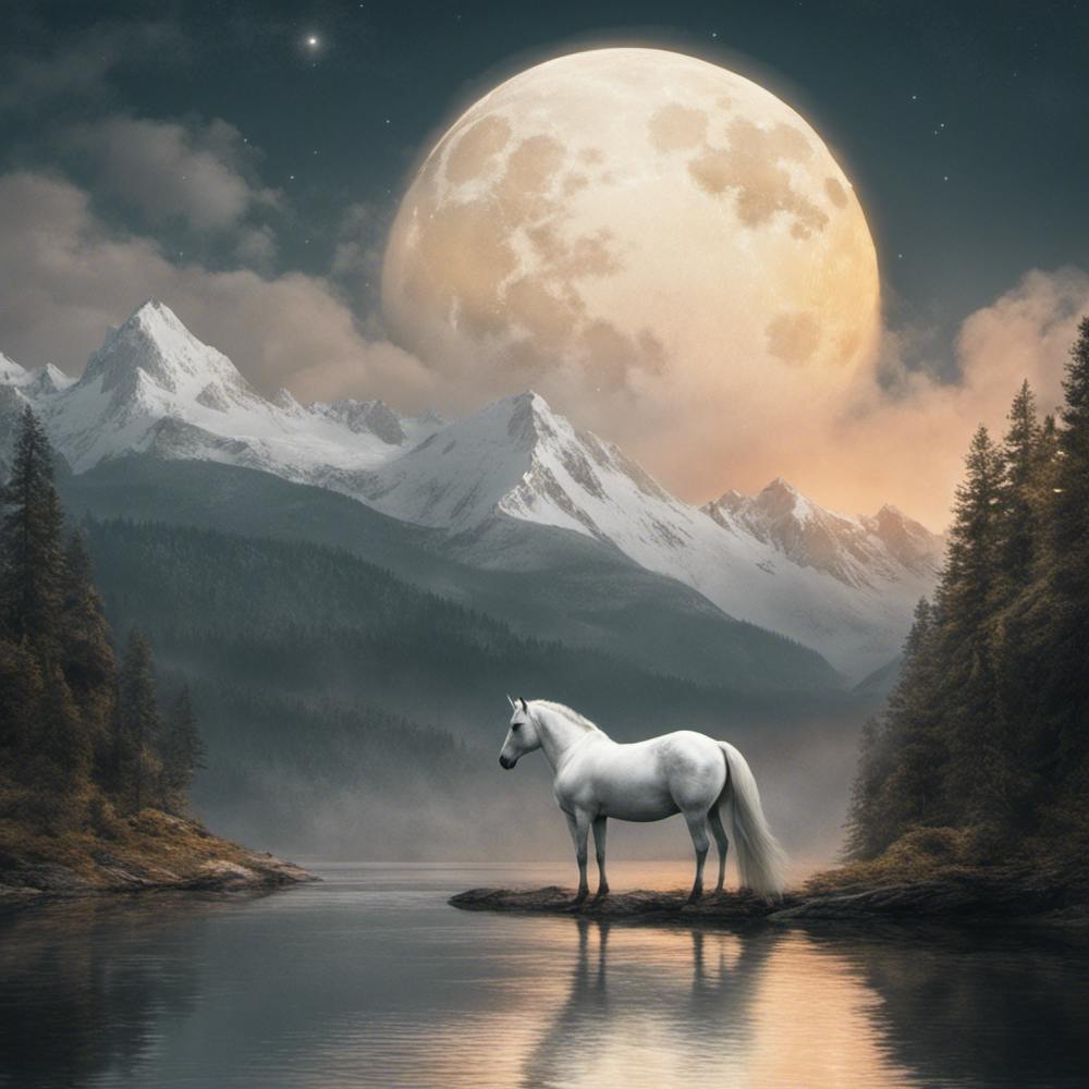 White Horse In The Moonlight