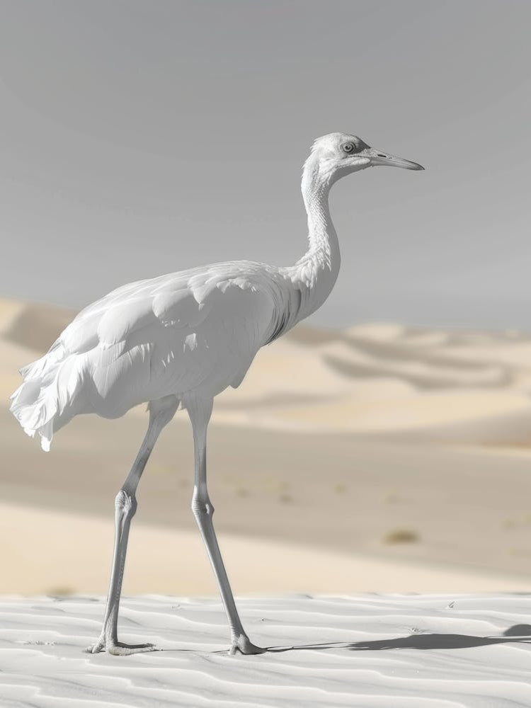 White Crane In The Desert