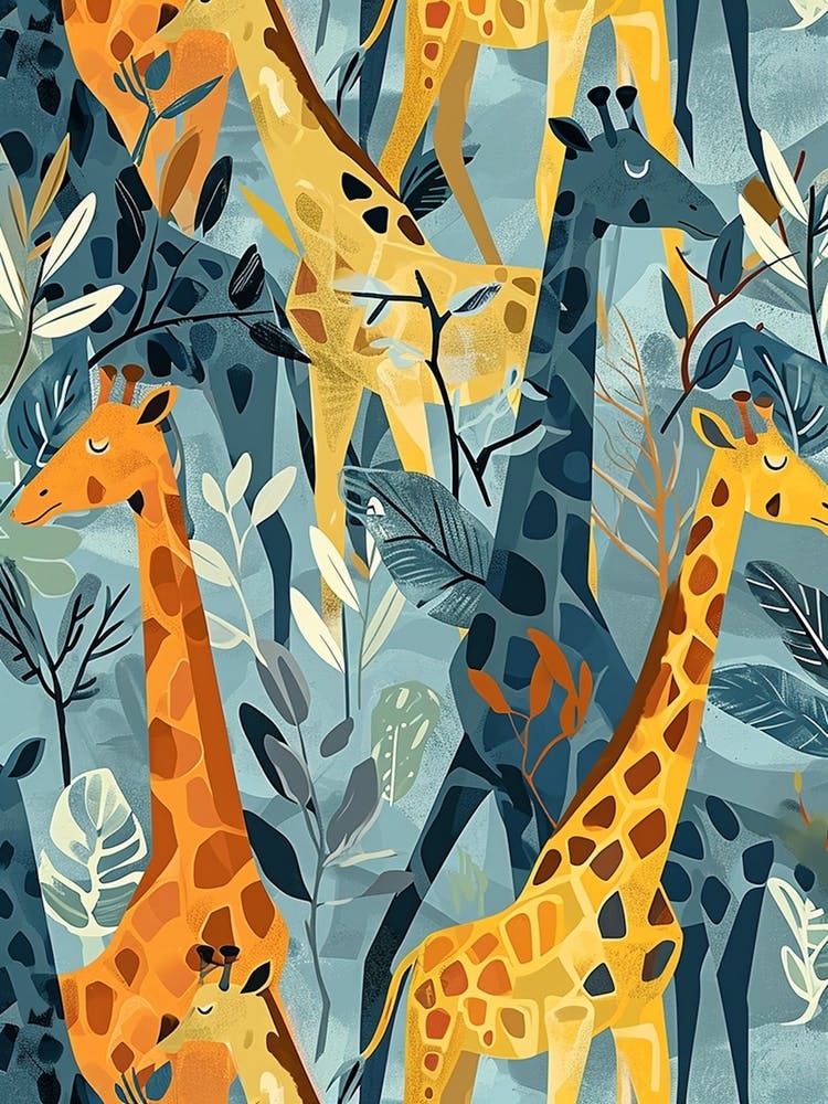 Kitsch Giraffe Illustrative Pattern 4
