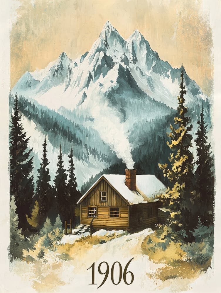 Aihrgdesign Une Affiche de Voyage Vintage d'un Chalet de Montagne Confortable 3