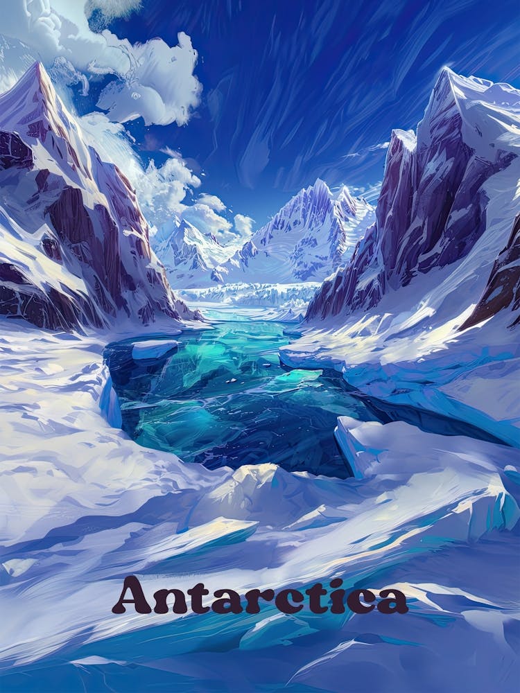 Antarctica Ice Age Travel Illustration