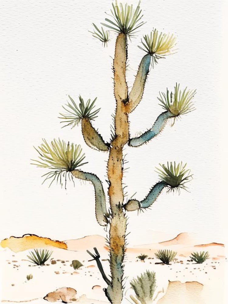 Joshua Trees In Desert Minimilist Watercolour  (3)