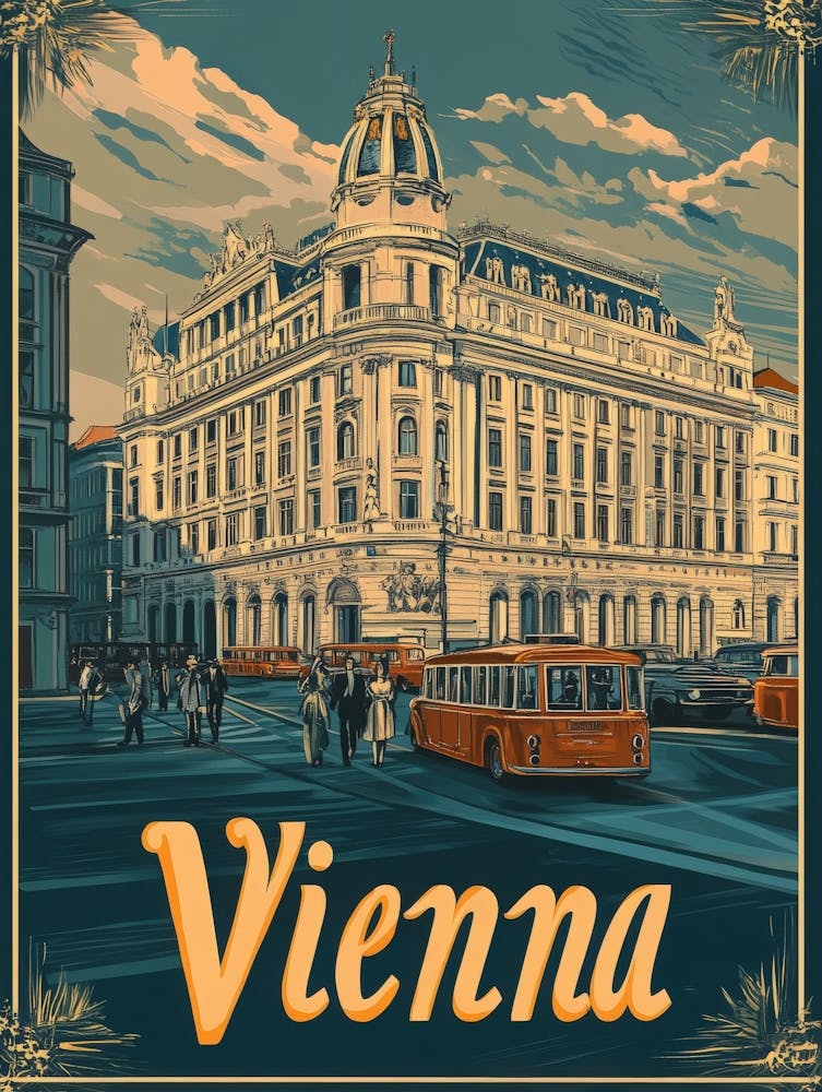 Aihrgdesign A Retro Travel Poster For Vienna 5