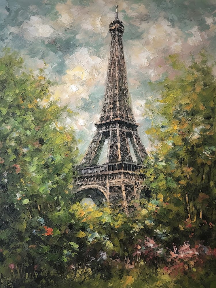 Eiffel Tower Paris France Pissarro Style 13