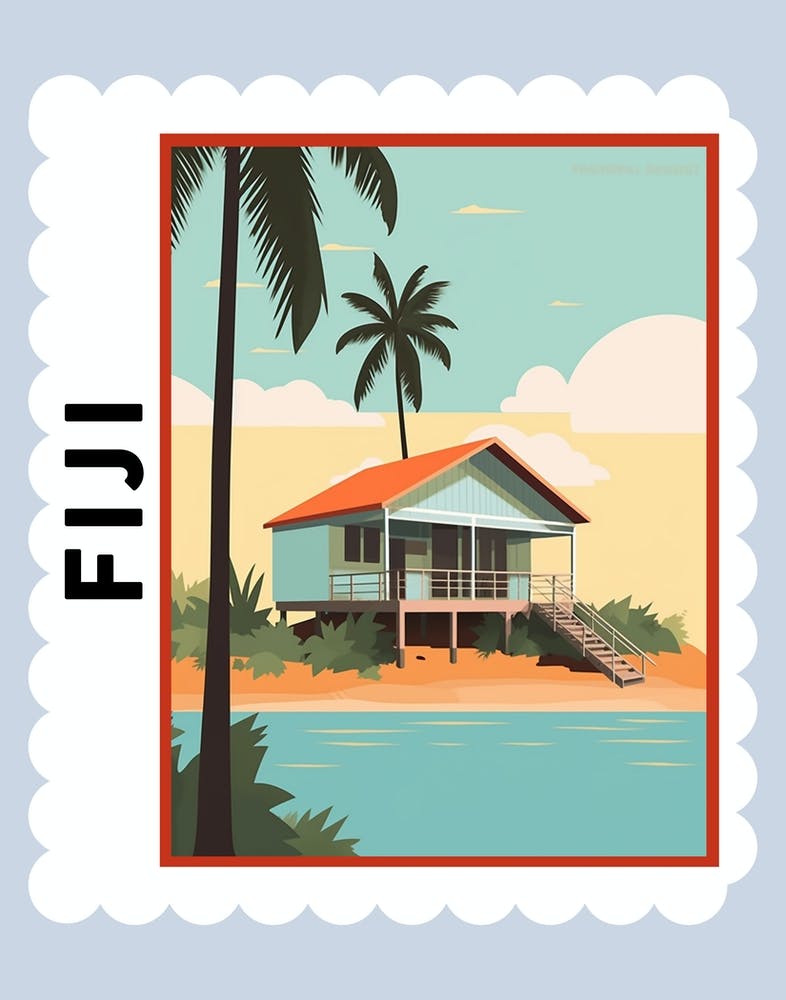 Fiji 1 Travel Stamp Poster