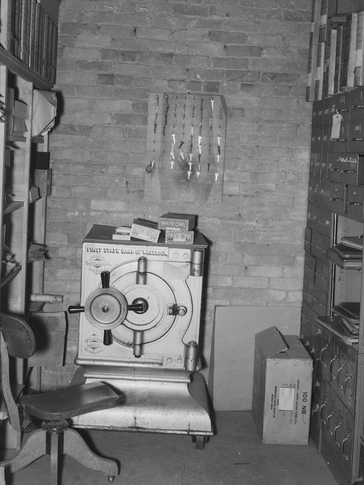 Interior Of Safe Deposit Vault In Small Bank, Ray, North Dakota By Russell Lee