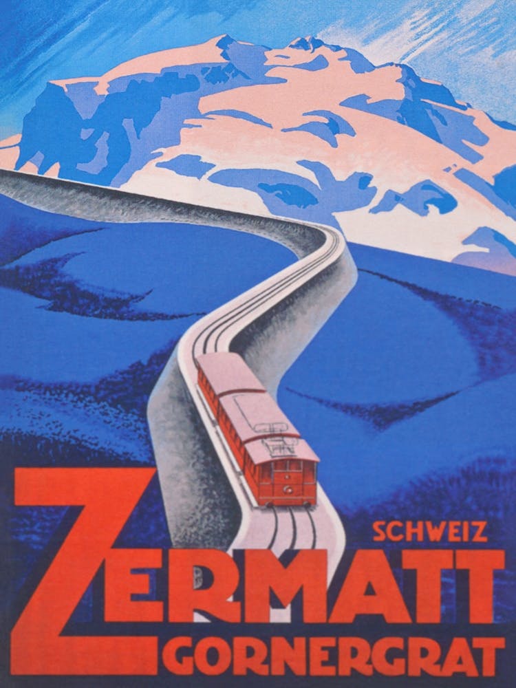 Zermatt Train Vintage Ski Poster