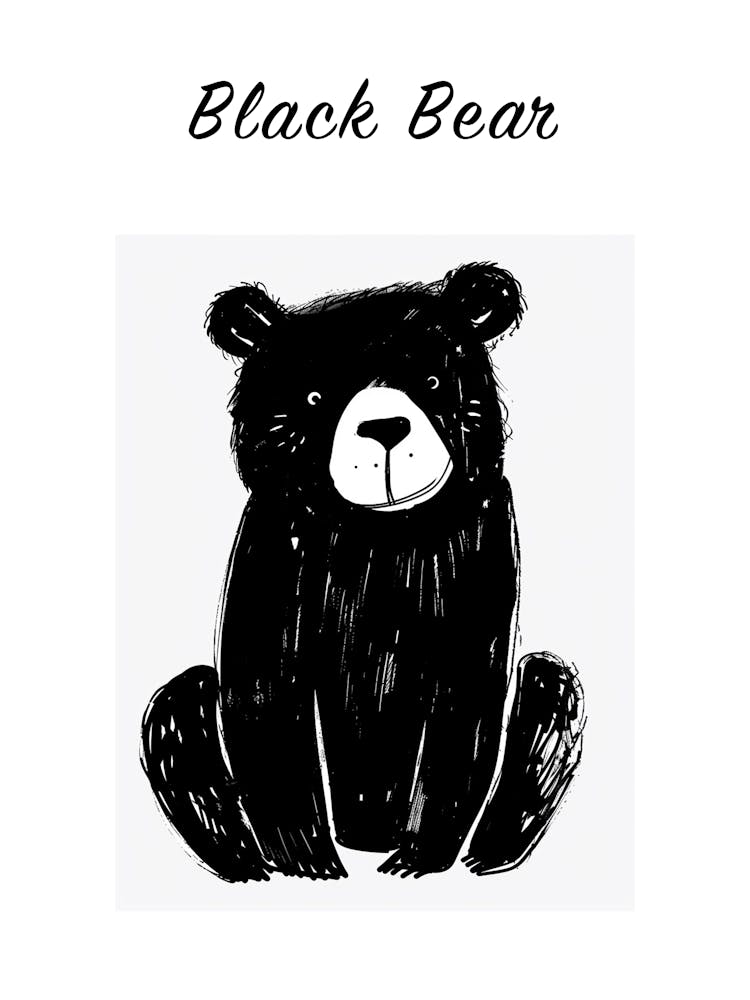 B&W Black Bear Poster
