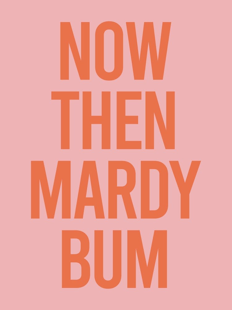 Pink Typographic Now Then Mardy Bum