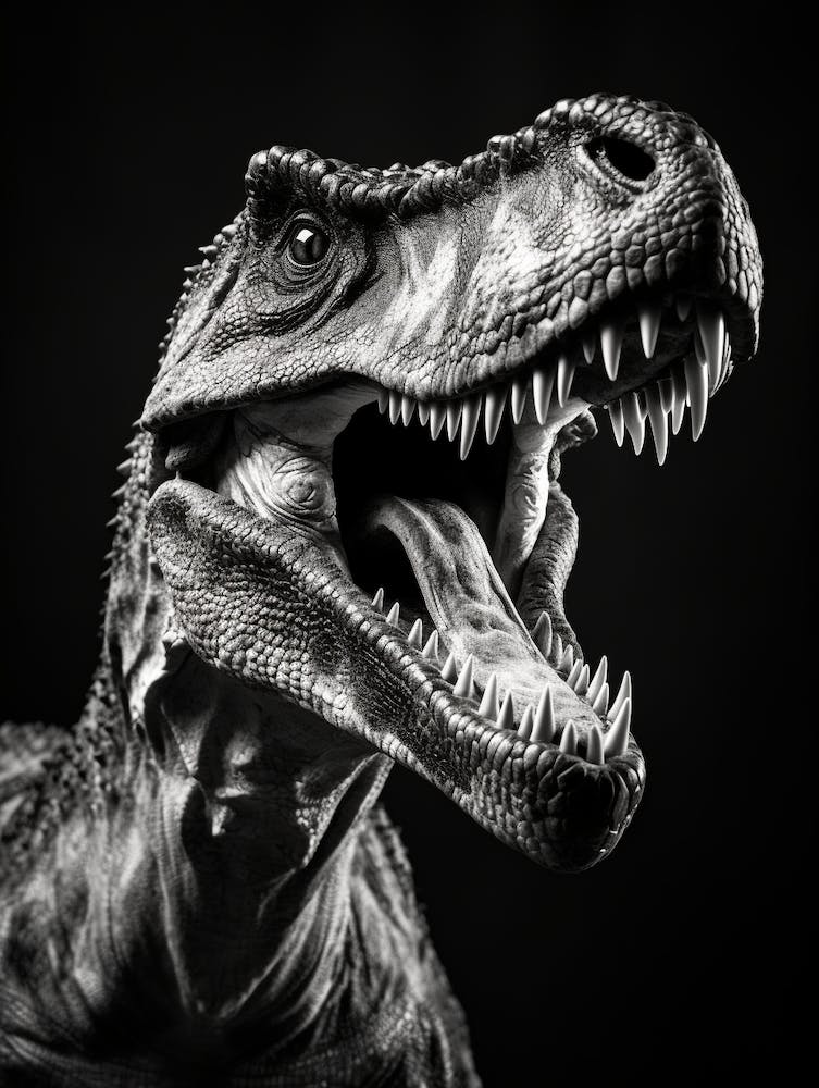 Black And White Photograph Of A Tyrannosaurus Rex