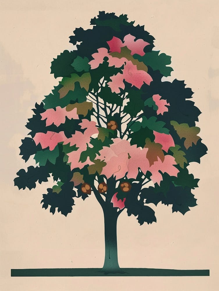 Chestnut Tree Colourful Illustration 1